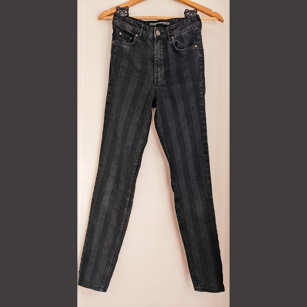 Zara Trefaluc Two-Tone Black Striped Skinny Jeans